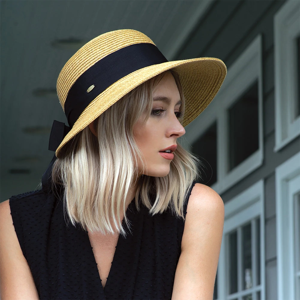 Scala Hats Straw Sun Hat With Grosgrain Bow - Natural - Image 3