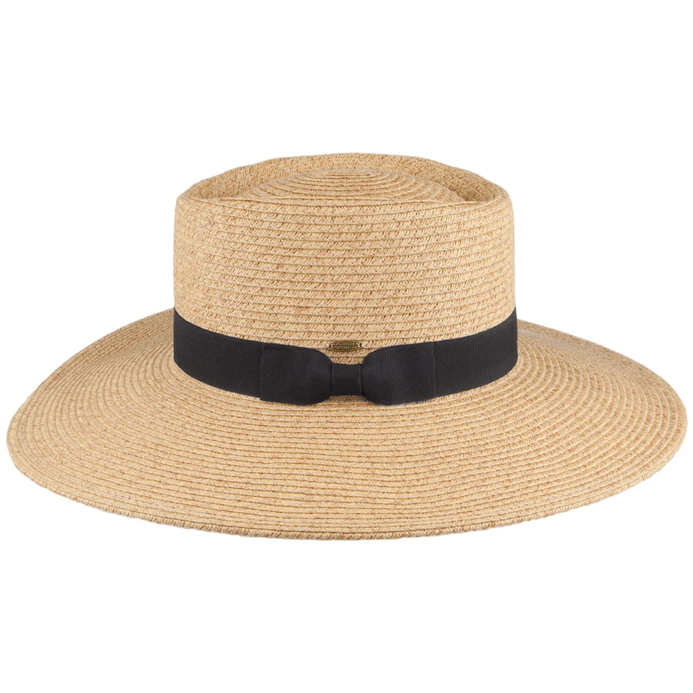 Scala Hats Big Brim Toyo Straw Sun Hat - Toast