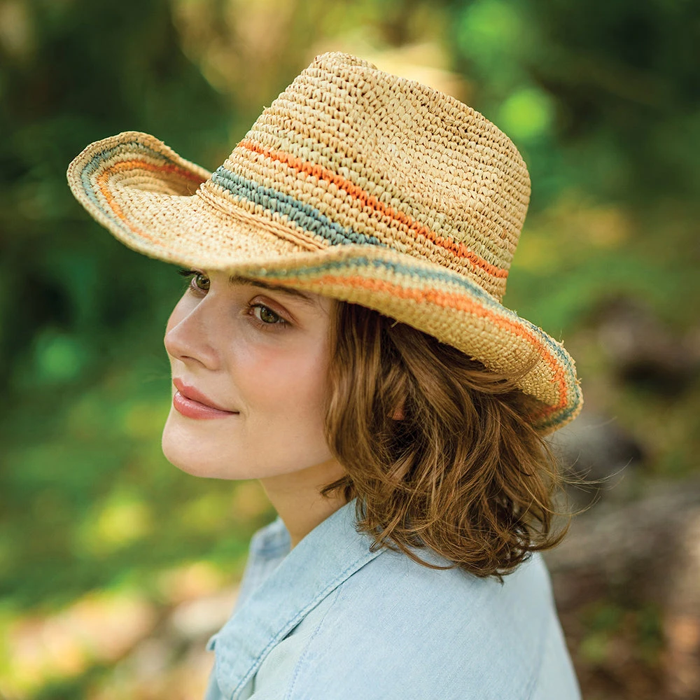 Scala Hats Trezza Crocheted Raffia Cowboy Hat - Light Natural - Image 4