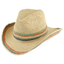 Scala Hats Trezza Crocheted Raffia Cowboy Hat - Light Natural