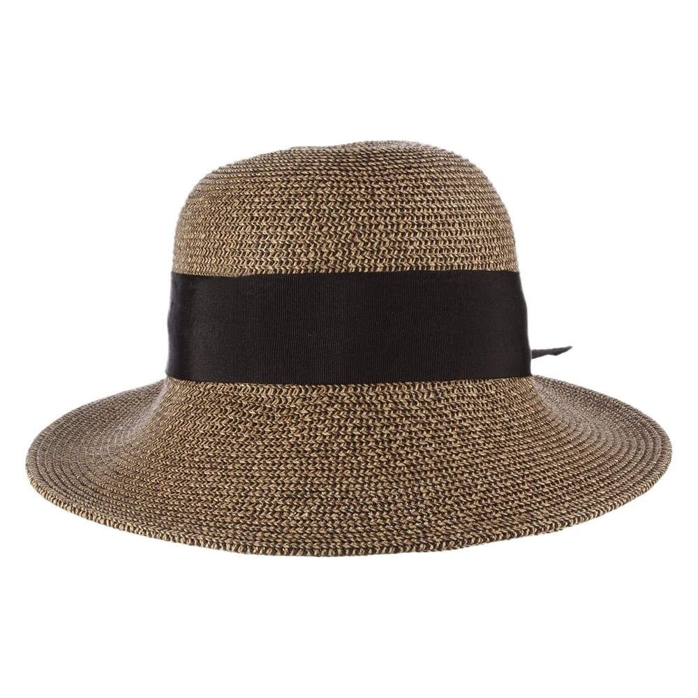 Scala Hats Straw Sun Hat With Grosgrain Bow - Natural-Black - Image 3