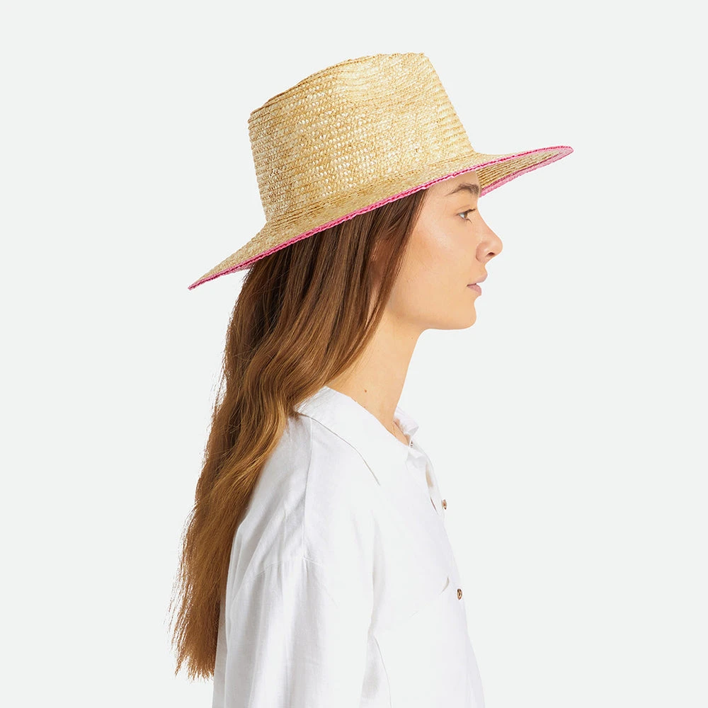 Brixton Hats Joanna Festival Straw Sun Hat - Natural-Pink - Image 5
