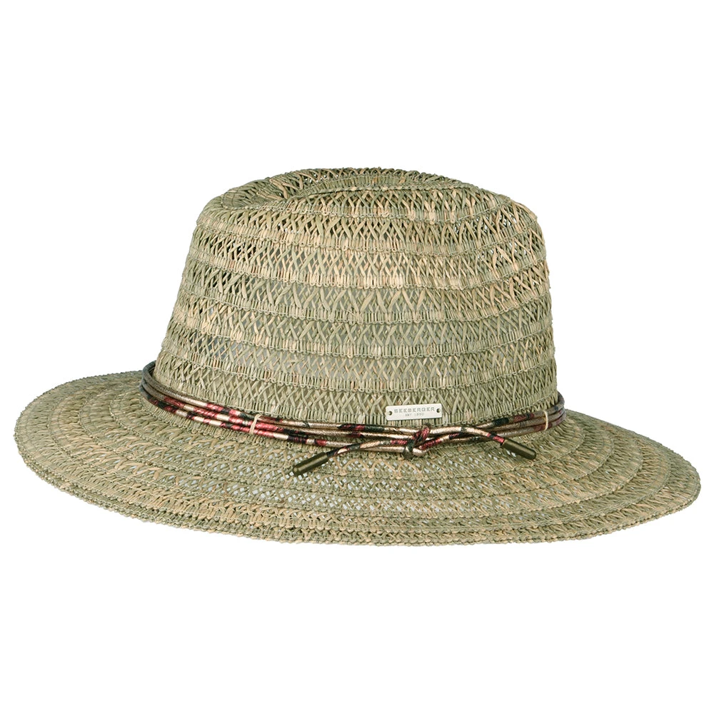 Seeberger Hats Patterned Straw Fedora Hat - Natural - Image 3