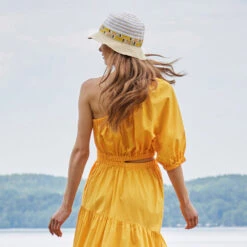 Seeberger Hats Striped Foldable Cloche Hat - White-Cream