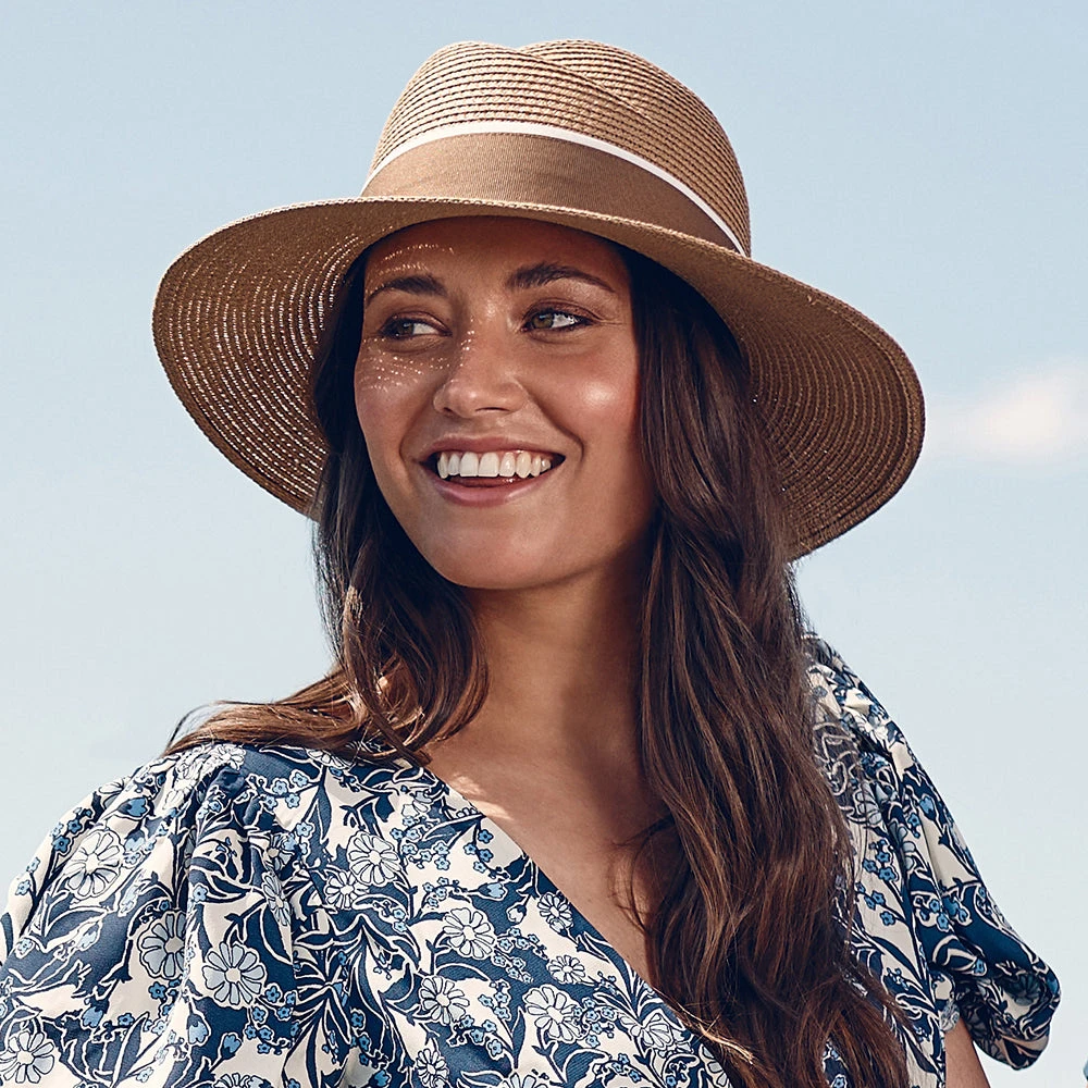 Failsworth Hats Roma Toyo Straw Sun Hat - Coffee-Cream - Image 5