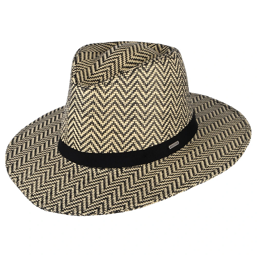 Brixton Hats Carolina Packable Toyo Straw Fedora Hat - Black-Natural