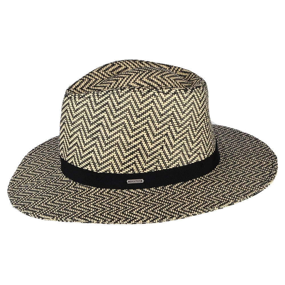 Brixton Hats Carolina Packable Toyo Straw Fedora Hat - Black-Natural - Image 2