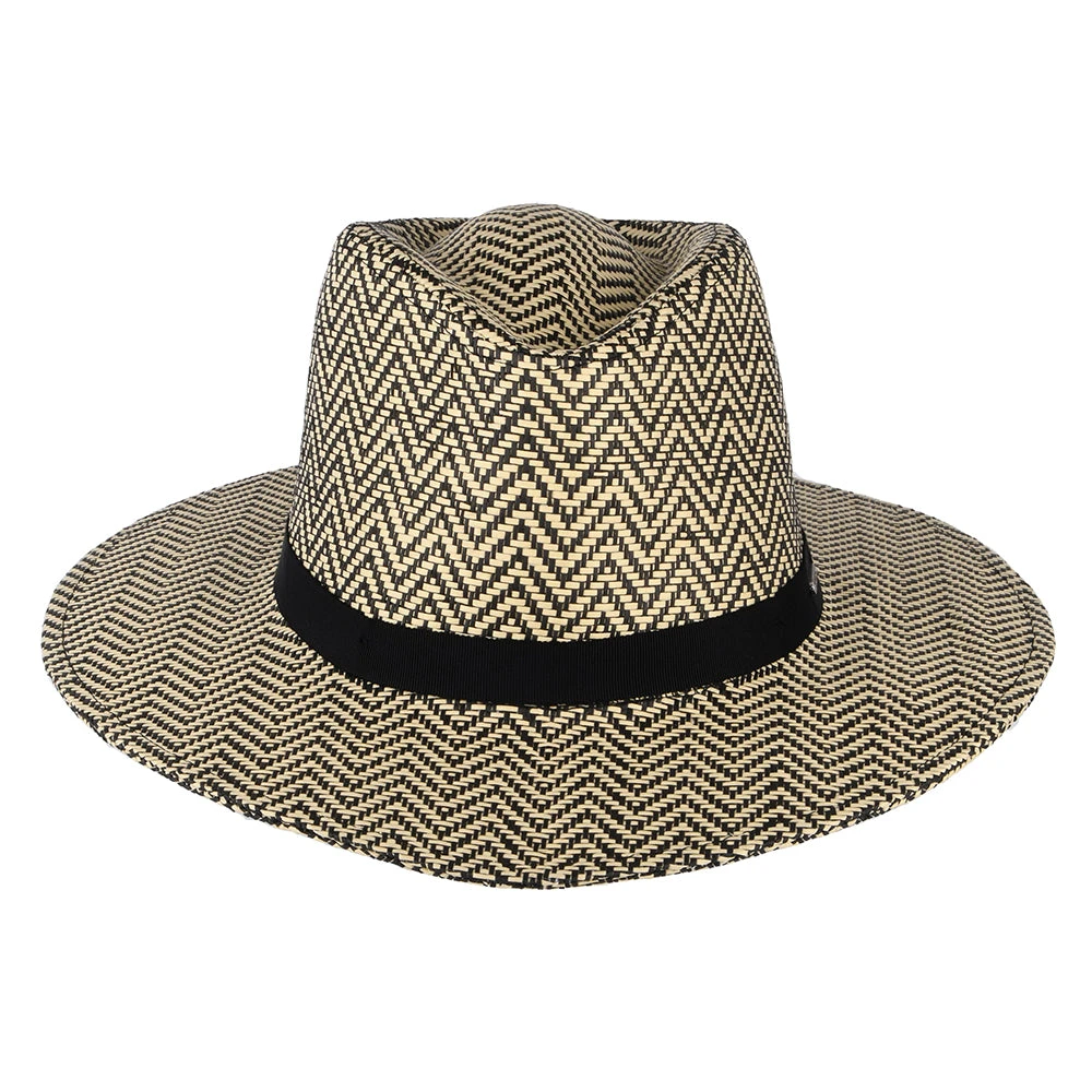 Brixton Hats Carolina Packable Toyo Straw Fedora Hat - Black-Natural - Image 3