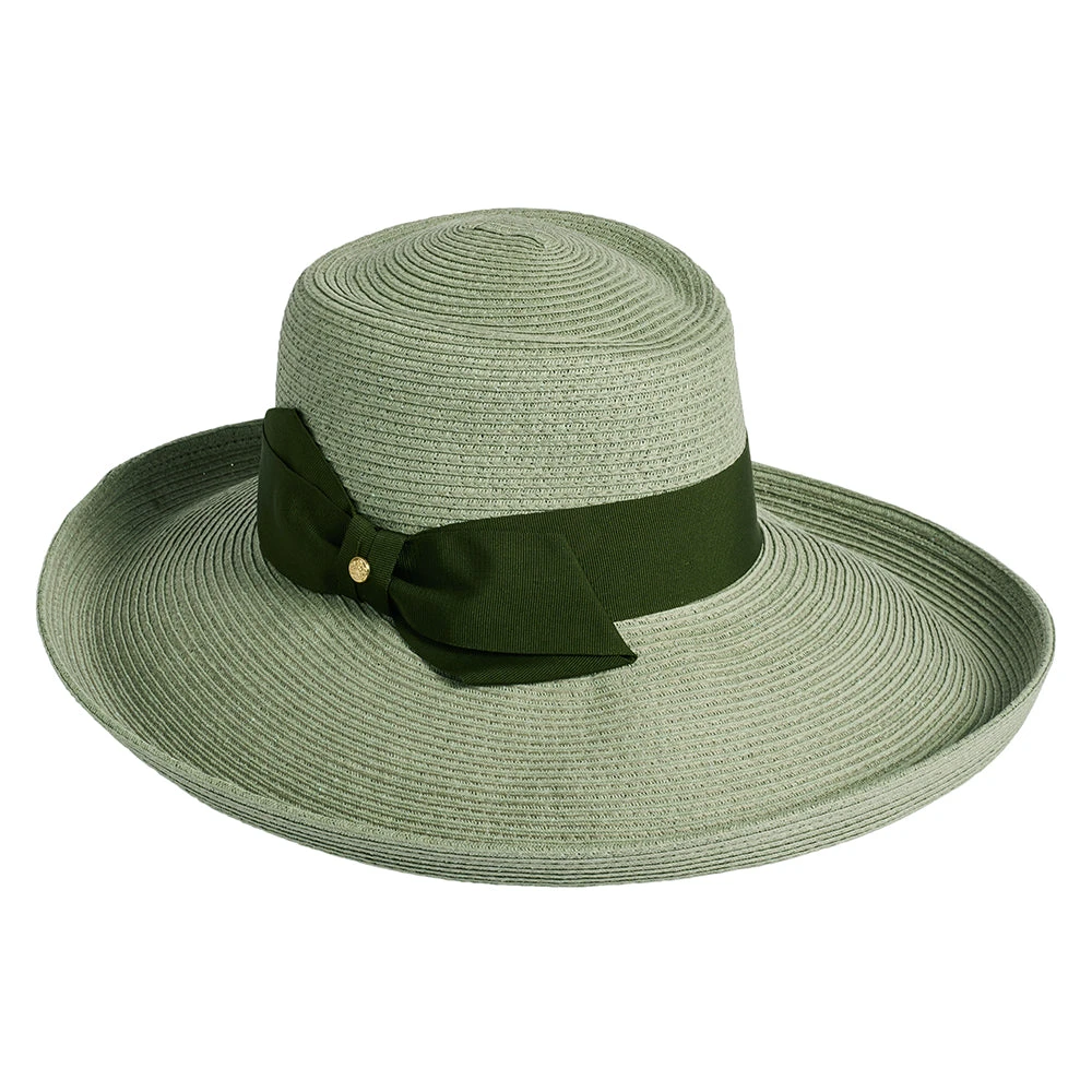 Failsworth Hats Sissinghurst Straw Sun Hat With Sage Bow - Sage