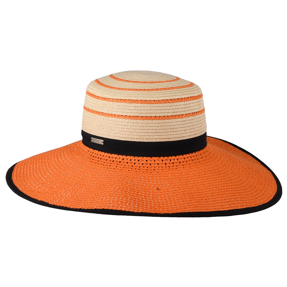 Seeberger Hats Toyo Straw Boater Hat - Natural-Orange - Image 2
