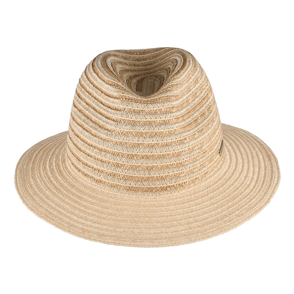 Seeberger Hats Striped Straw Fedora Hat - Natural-Sand - Image 3