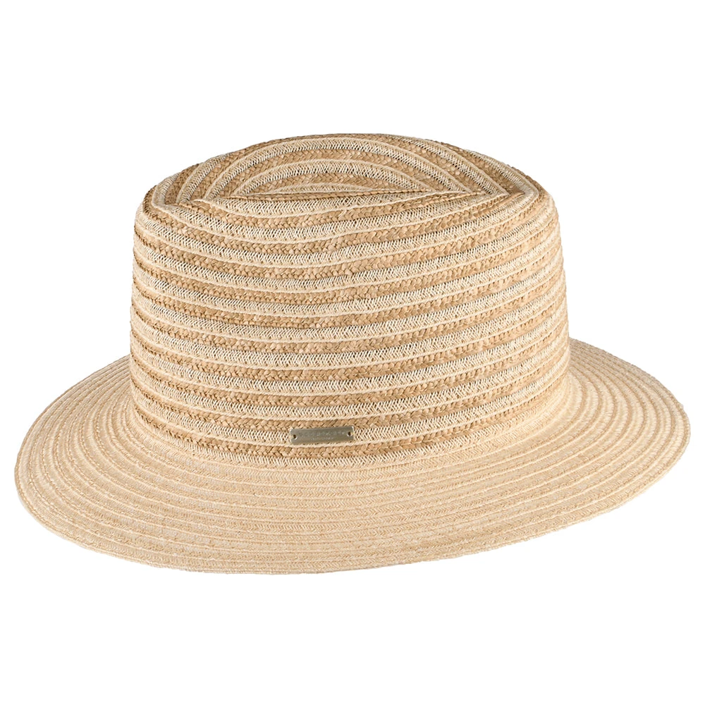 Seeberger Hats Striped Straw Fedora Hat - Natural-Sand - Image 4