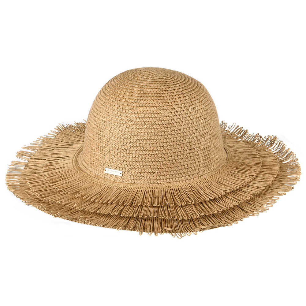 Seeberger Hats Toyo Straw Fringe Sun Hat - Light Brown - Image 2