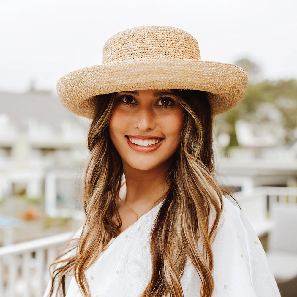 Scala Hats Packable Twisted Raffia Boater Straw Sun Hat - Natural - Image 3