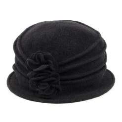 Scala Hats Grace Wool Cloche With Flower - Black