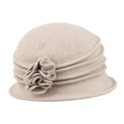Scala Hats Grace Wool Cloche With Flower - Taupe