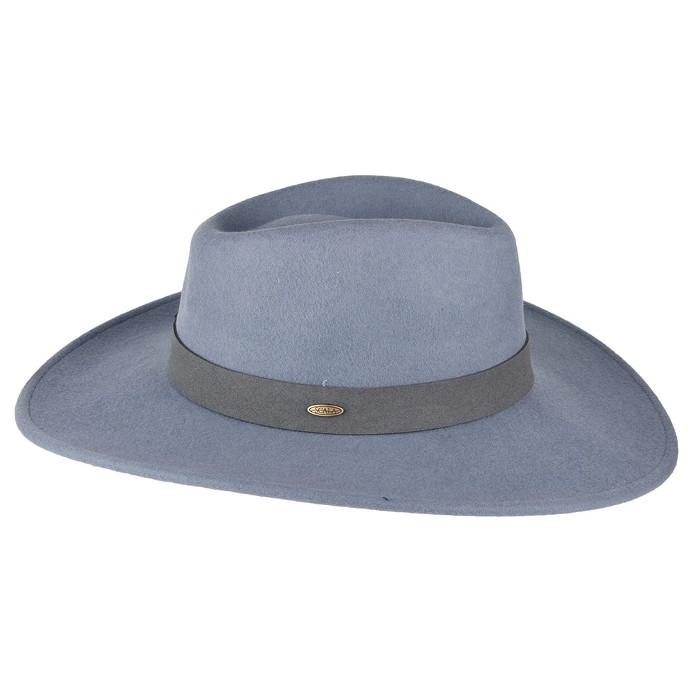 Scala Hats Inaki Wool Felt Safari Fedora Hat - Ice Blue - Image 2
