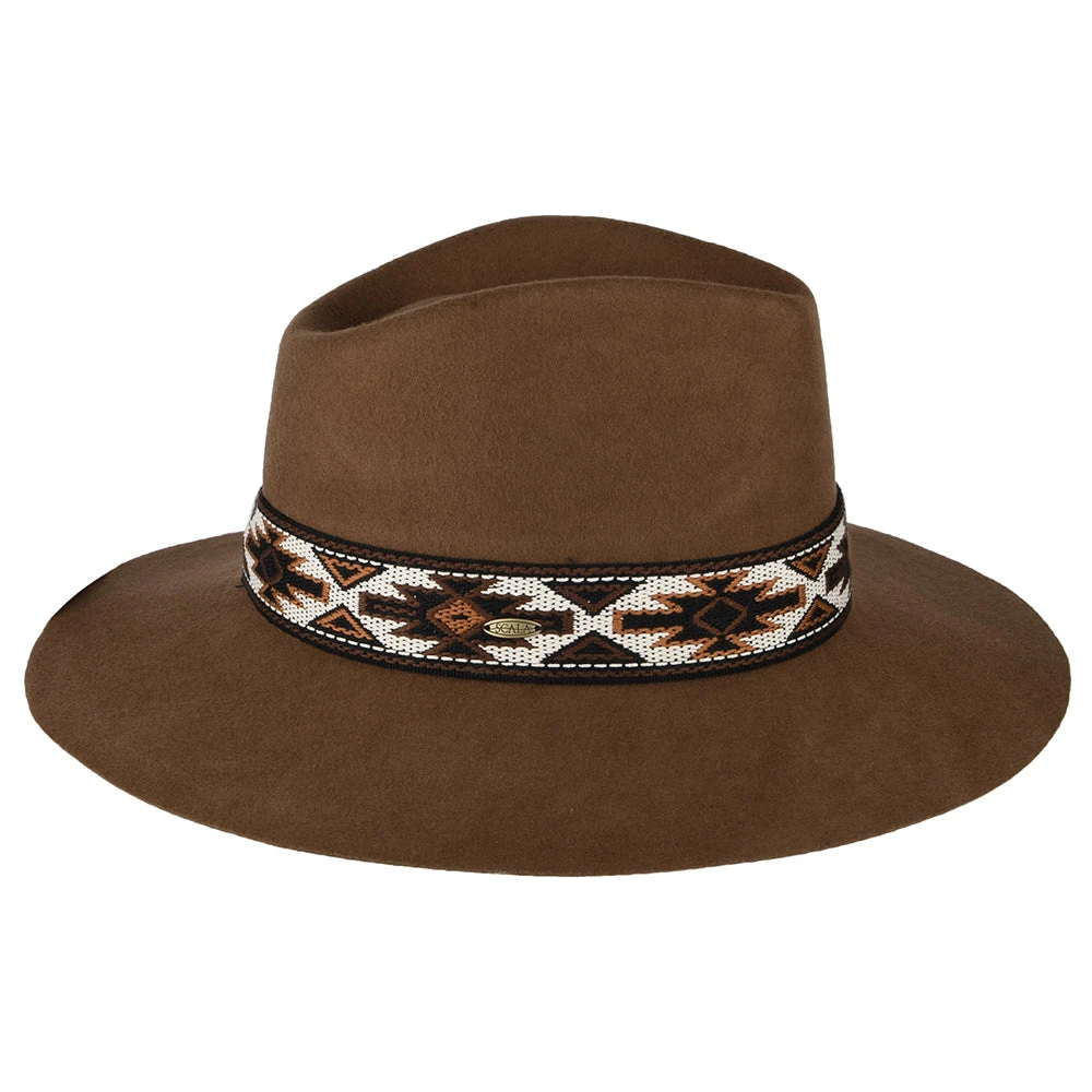 Scala Hats Dona Wool Felt Safari Fedora Hat With Aztec Band - Pecan - Image 2