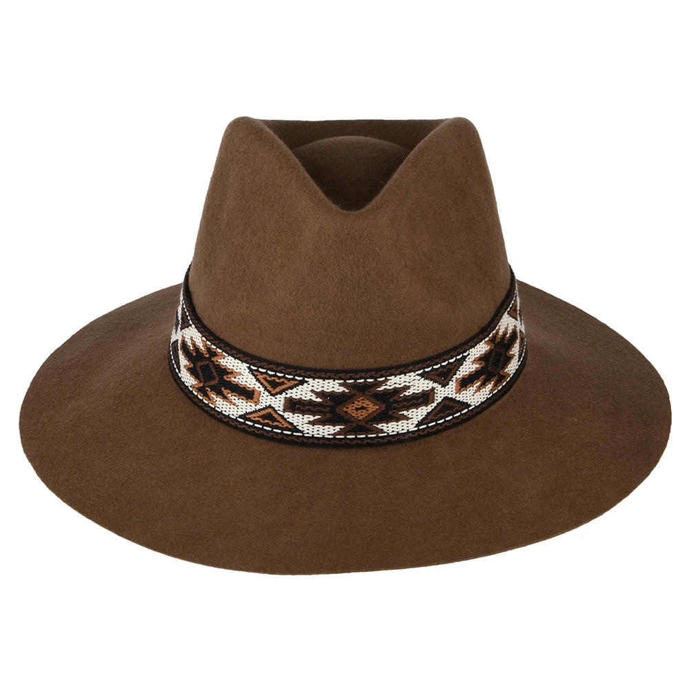 Scala Hats Dona Wool Felt Safari Fedora Hat With Aztec Band - Pecan - Image 3