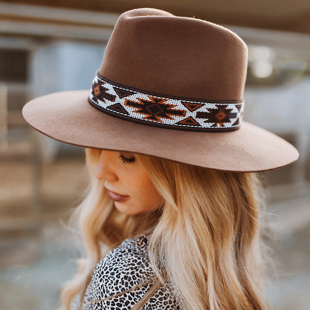 Scala Hats Dona Wool Felt Safari Fedora Hat With Aztec Band - Pecan - Image 4
