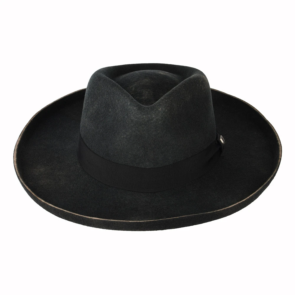 Brixton Hats Victoria Wool Felt Fedora Hat - Washed Black - Image 3