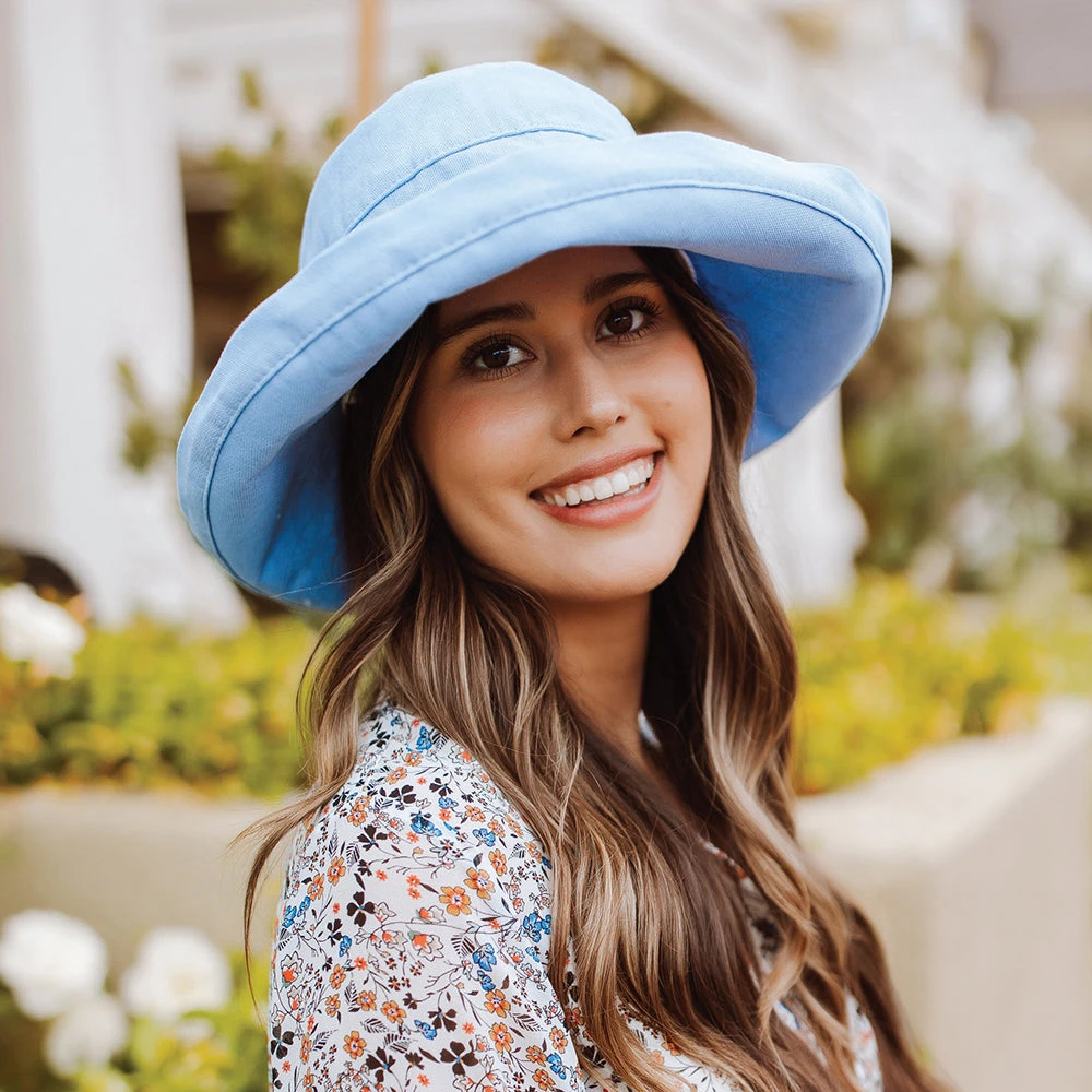 Scala Bari Packable Sun Hat - Mid Blue - Image 2