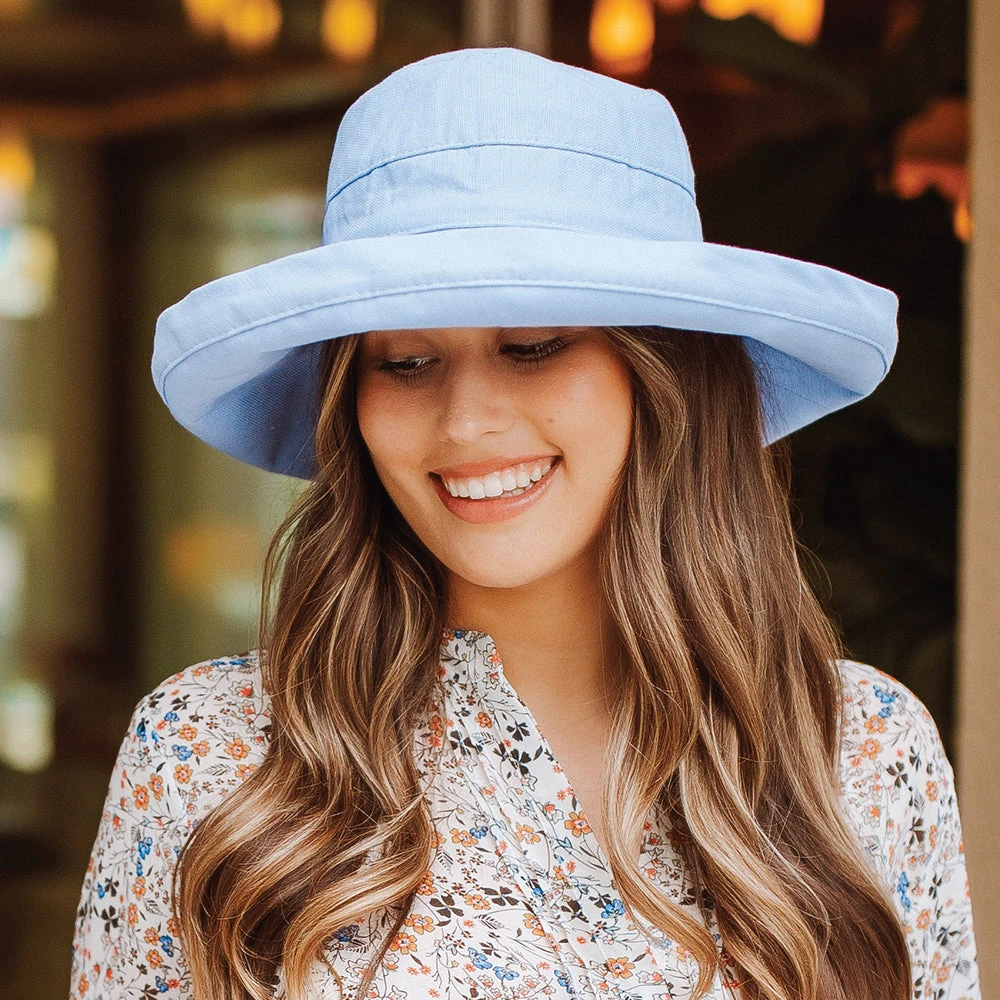 Scala Bari Packable Sun Hat - Mid Blue - Image 3