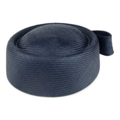 Whiteley Hats Jackie O Straw Pillbox Hat - Navy Blue