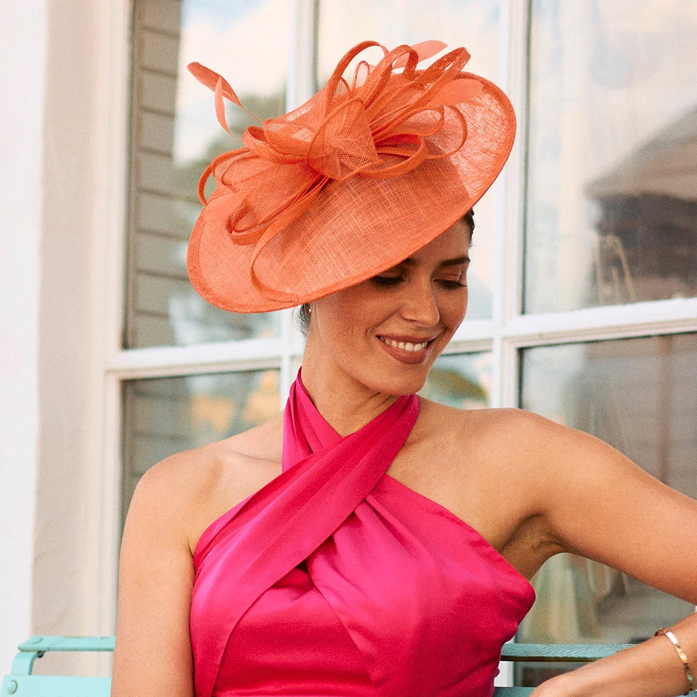 Failsworth Hats Caitlyn Disc Fascinator - Papaya - Image 2