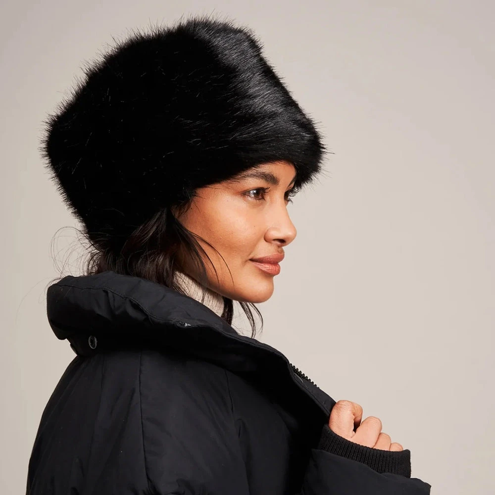 Helen Moore Womens Faux Fur Winter Pillbox Hat - Black - Image 4