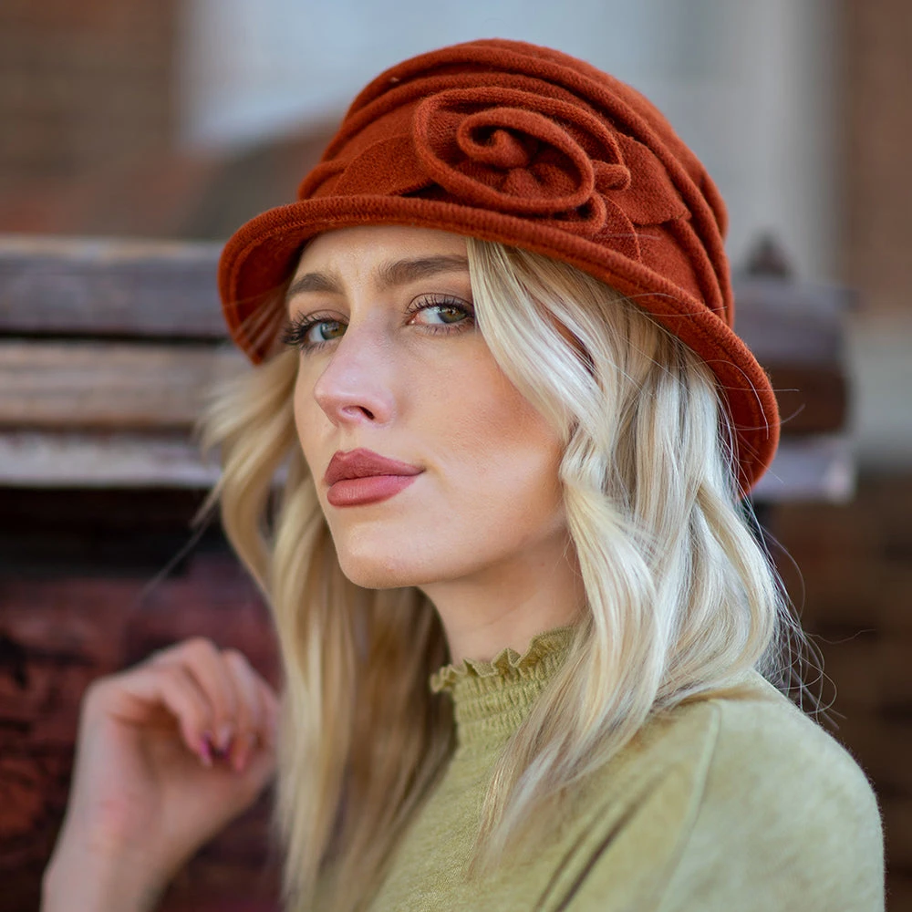 Scala Hats Sienna Wool Cloche With Rosette - Rust - Image 3