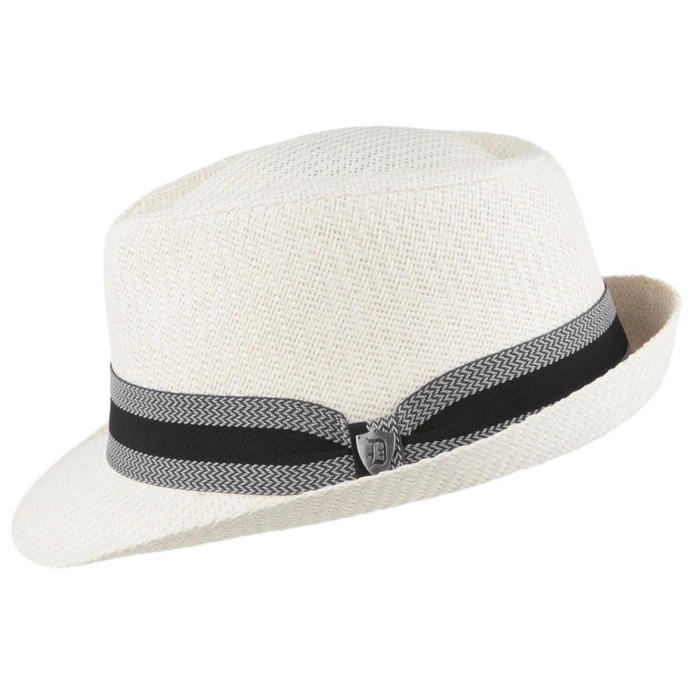 Dorfman Pacific Hats Matte Toyo Straw Trilby Hat With Striped Band - Ivory - Image 2