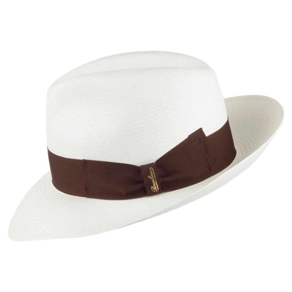 Borsalino Fine Panama Fedora With Brown Band - Bleach - Image 2
