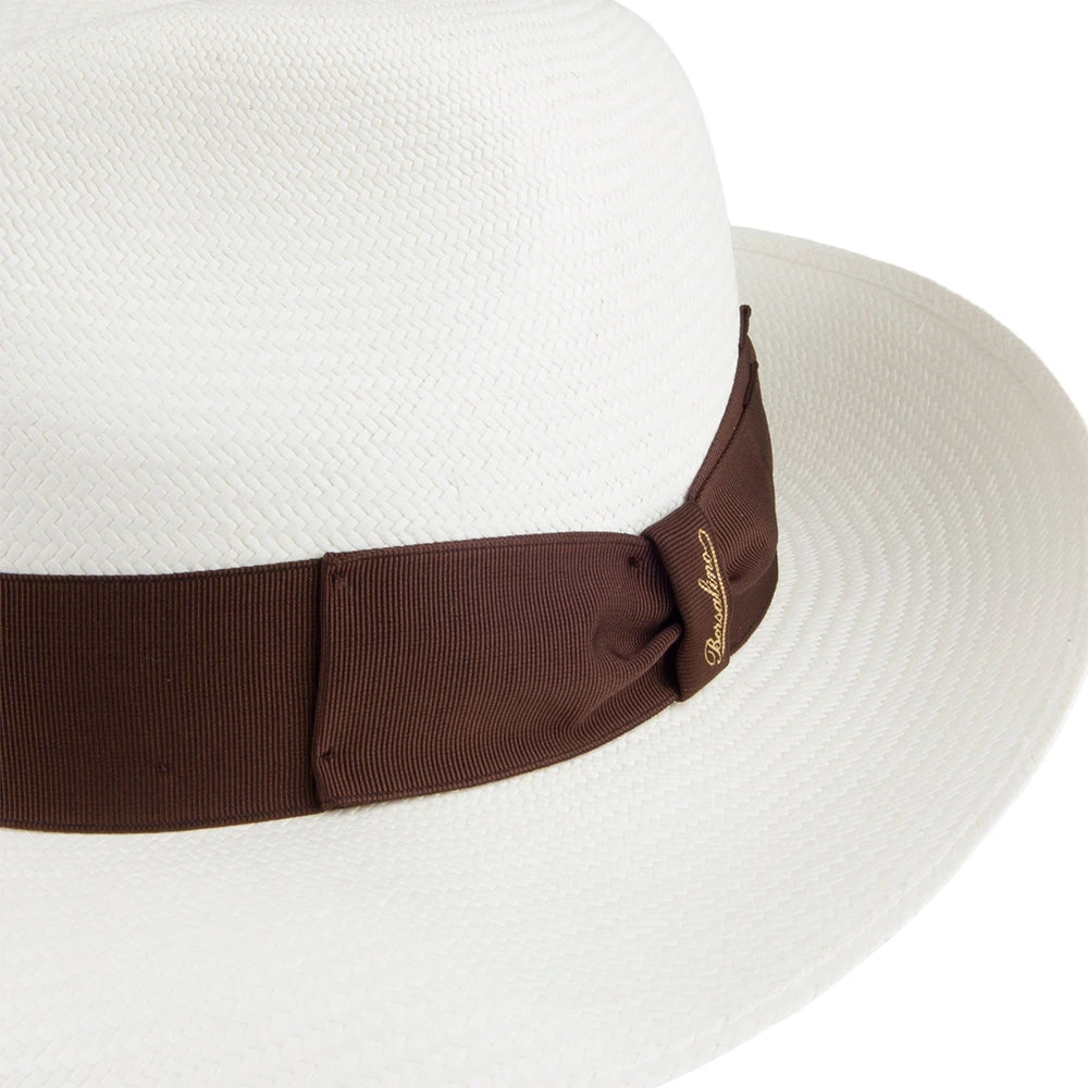 Borsalino Fine Panama Fedora With Brown Band - Bleach - Image 3