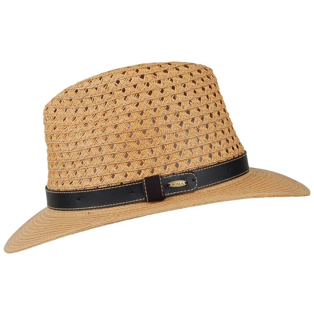 Scala Hats Paper Braid Safari Fedora Hat - Tea - Image 2