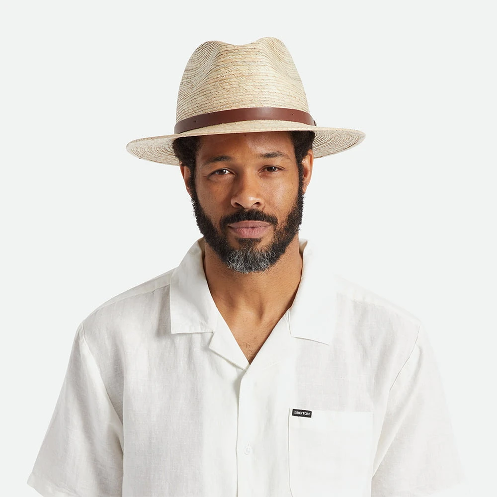 Brixton Hats Messer Straw Fedora Hat - Natural - Image 4