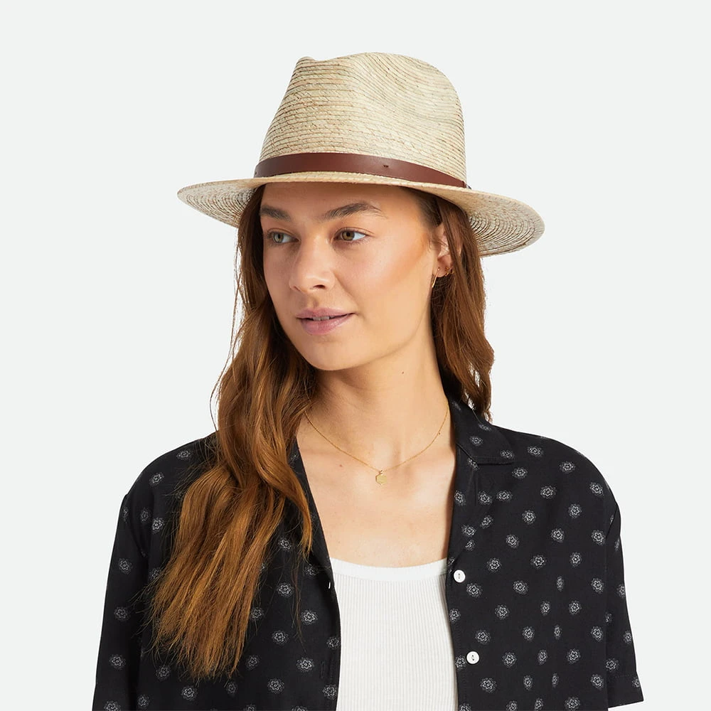 Brixton Hats Messer Straw Fedora Hat - Natural - Image 5