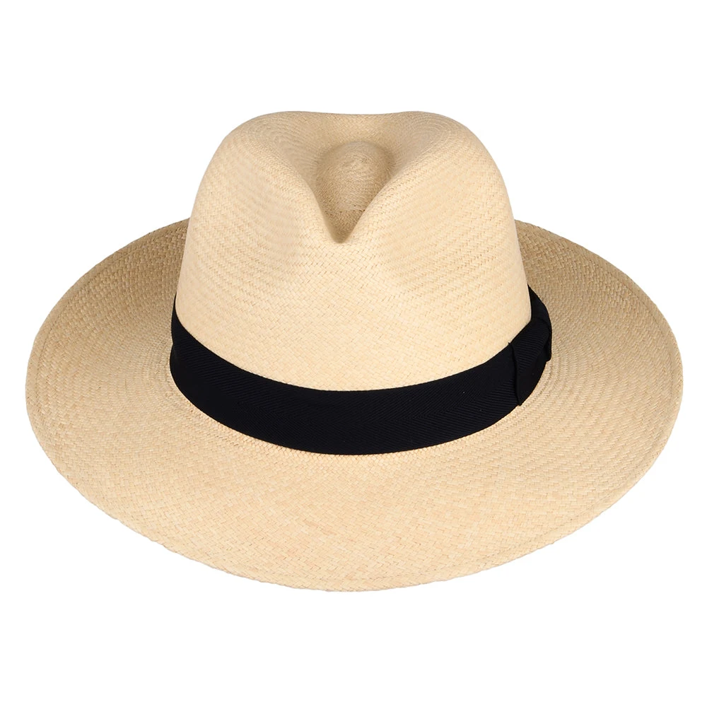 Failsworth Hats Downbrim Panama Fedora Hat - Natural-Navy - Image 3