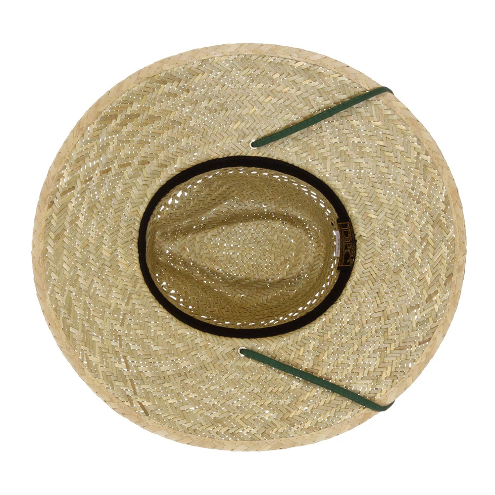 Dorfman Pacific Hats Rush Straw Lifeguard Hat - Natural-Dark Green - Image 2