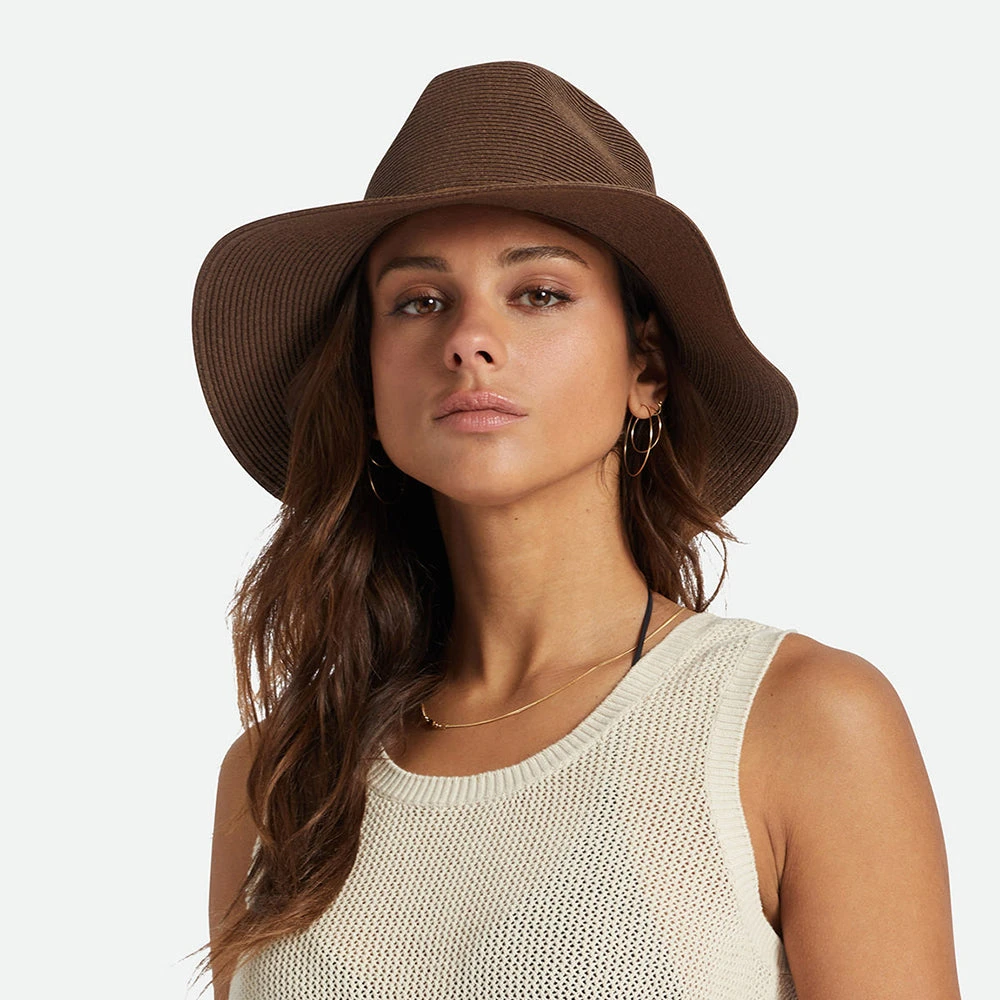 Brixton Hats Wesley Packable Straw Fedora Hat - Brown - Image 4