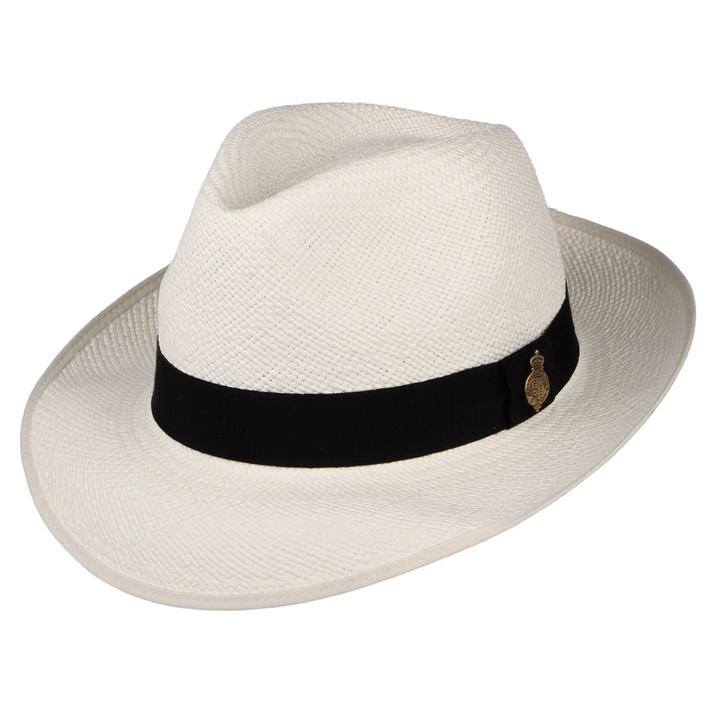 Christys Hats Classic Preset Panama Fedora Hat With Black Band - Bleach