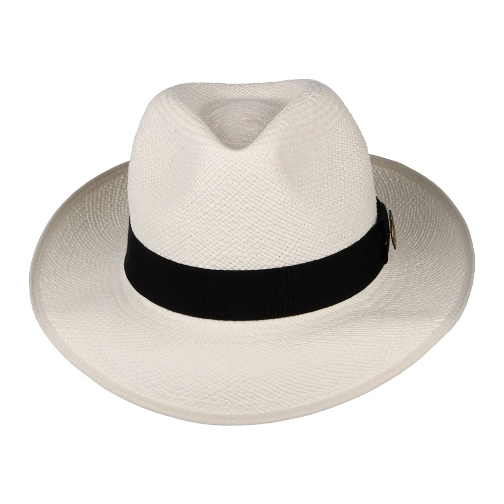 Christys Hats Classic Preset Panama Fedora Hat With Black Band - Bleach - Image 3