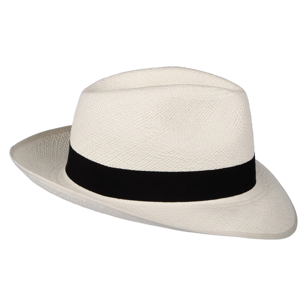 Christys Hats Classic Preset Panama Fedora Hat With Black Band - Bleach - Image 4