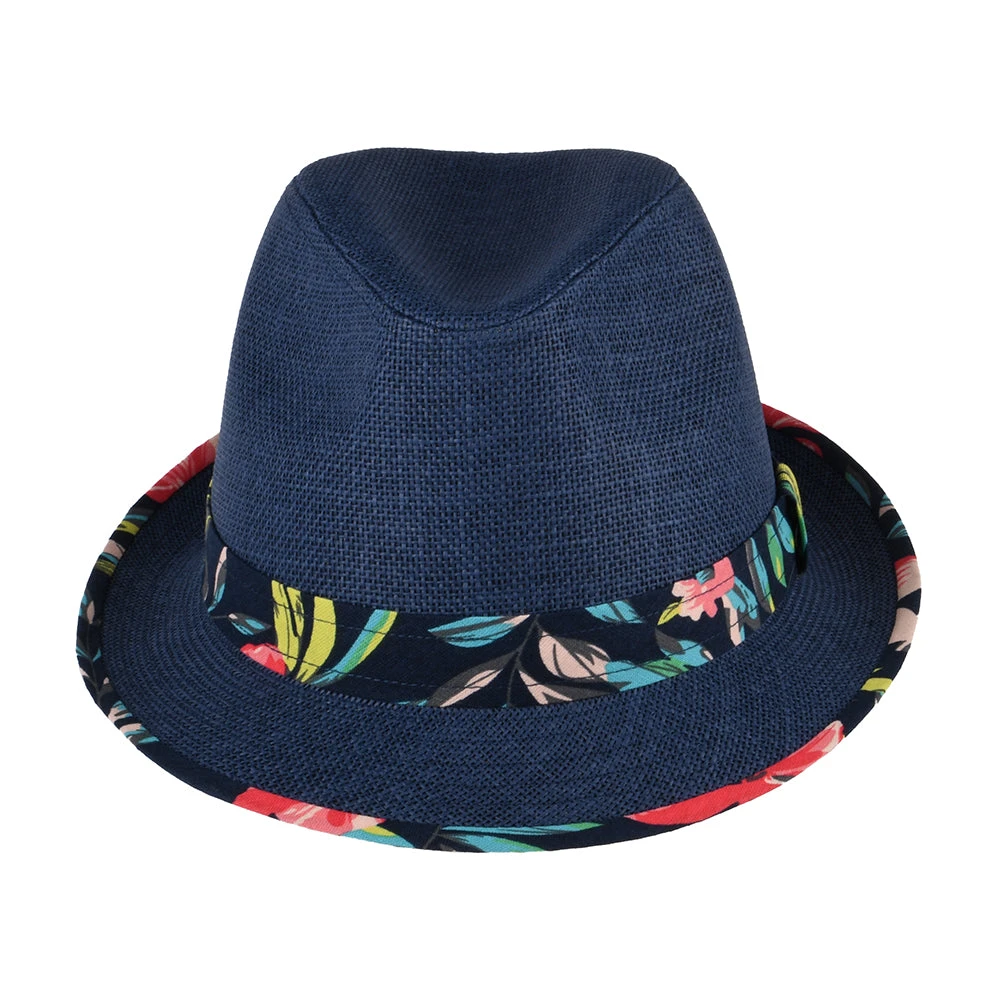 Failsworth Hats Malibu Toyo Straw Trilby Hat - Navy Blue - Image 3