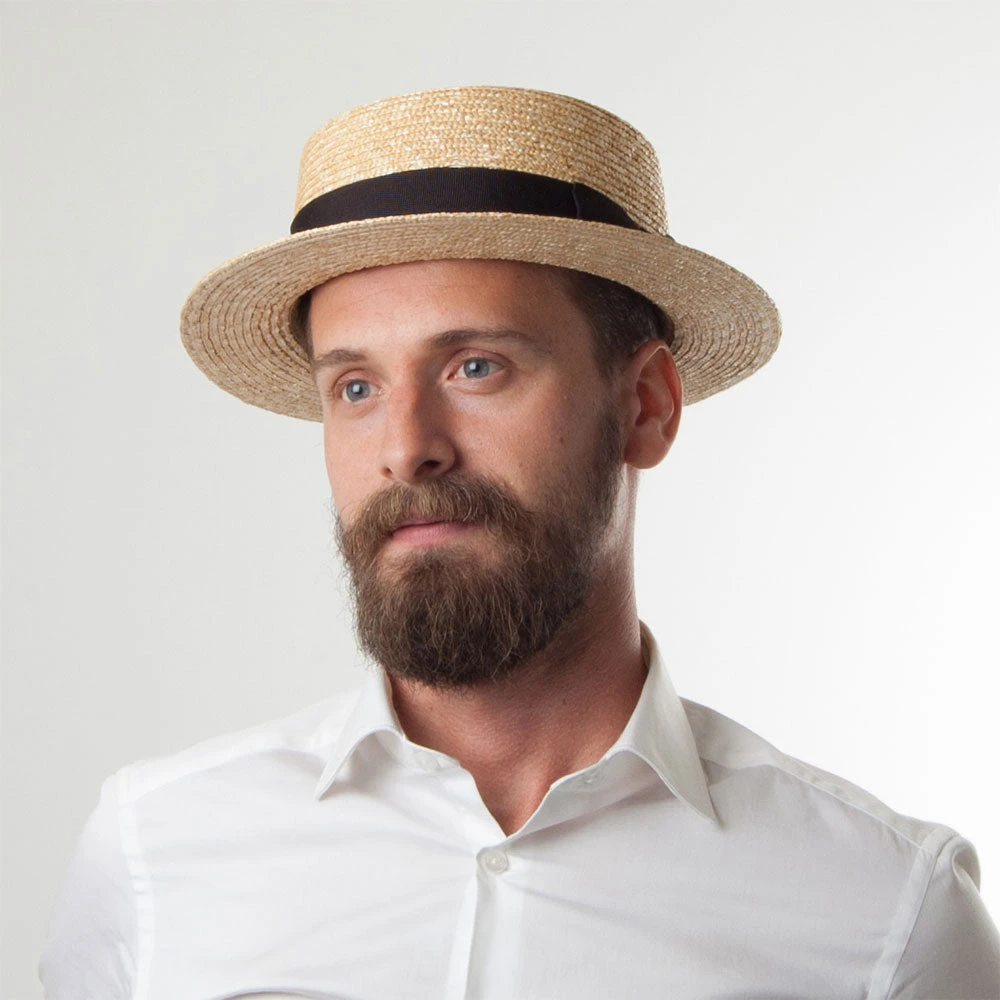 Jaxon & James Straw Boater Hat With Black Band - Natural - Image 3