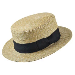 Jaxon & James Straw Boater Hat With Black Band - Natural