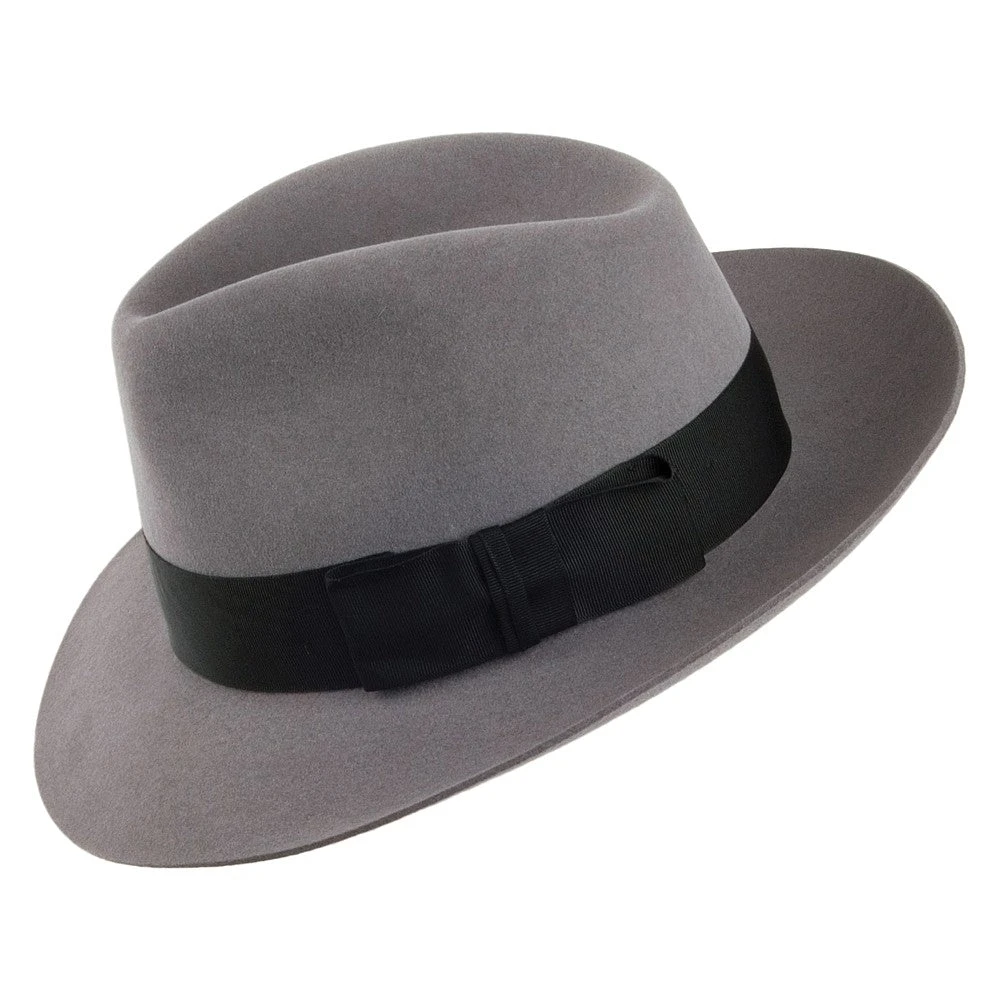 Christys Hats Knightsbridge Fur Felt Fedora - Light Grey - Image 2