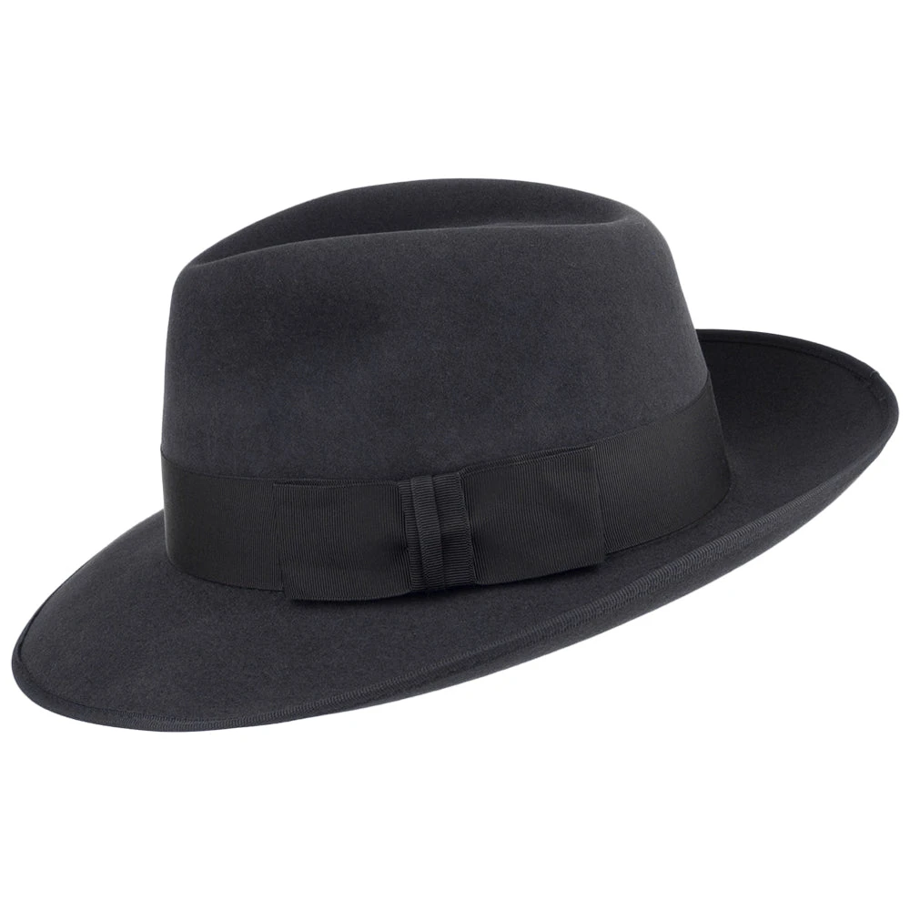 Christys Hats Gangster Fur Felt Fedora Hat - Charcoal - Image 2