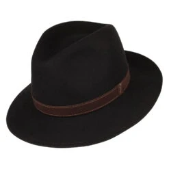 Borsalino Fur Felt Crushable Safari Fedora Hat - Black