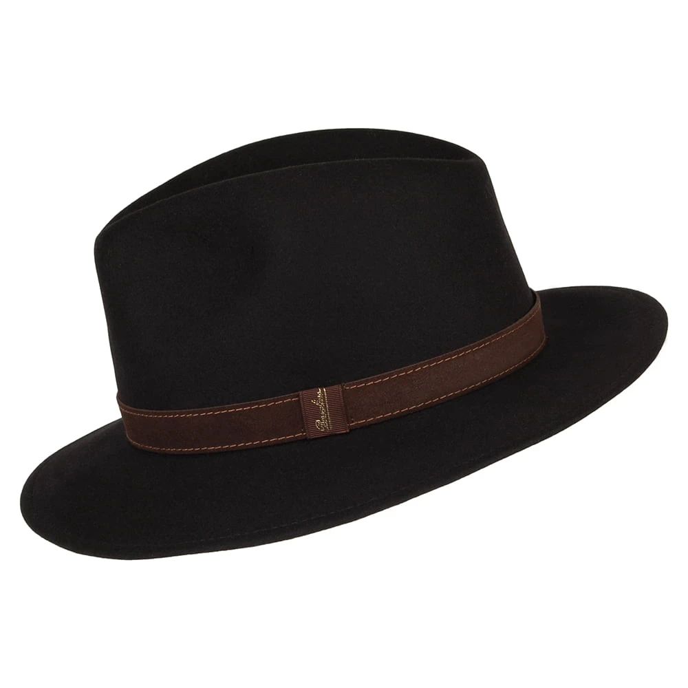Borsalino Fur Felt Crushable Safari Fedora Hat - Black - Image 2